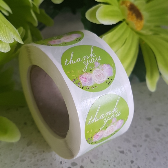 100 pcs Thank You Stickers with Roses 1" in - Picture 10 of 11